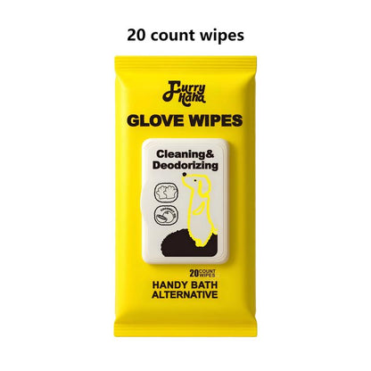 Natural Ingredients PRO Pet Grooming Wipes - Bathing & Deodorizing No-Rinse Solution for Dogs & Cats, Extra Thick Glove-Fit Design, Eco-Friendly, Alcohol-Free, Hypoallergenic, 20-Count Pack