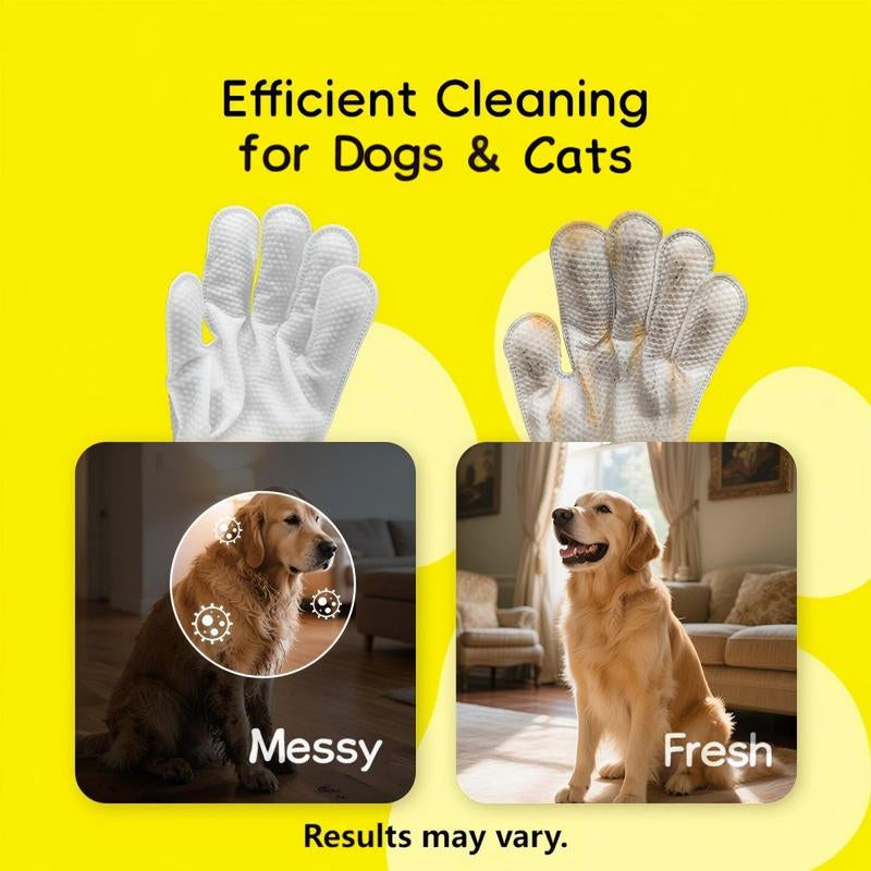 Natural Ingredients PRO Pet Grooming Wipes - Bathing & Deodorizing No-Rinse Solution for Dogs & Cats, Extra Thick Glove-Fit Design, Eco-Friendly, Alcohol-Free, Hypoallergenic, 20-Count Pack