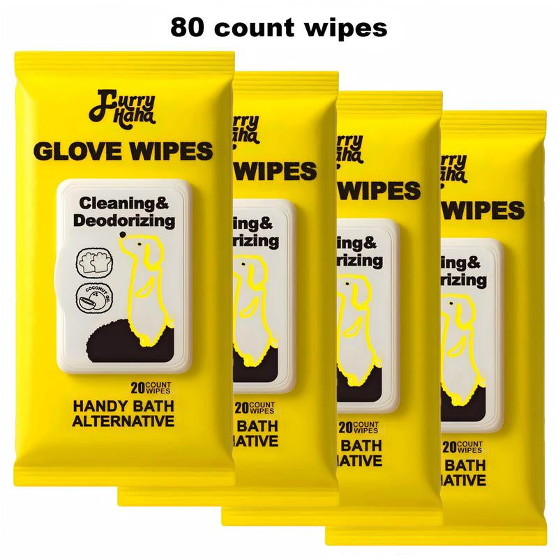 Natural Ingredients PRO Pet Grooming Wipes - Bathing & Deodorizing No-Rinse Solution for Dogs & Cats, Extra Thick Glove-Fit Design, Eco-Friendly, Alcohol-Free, Hypoallergenic, 20-Count Pack