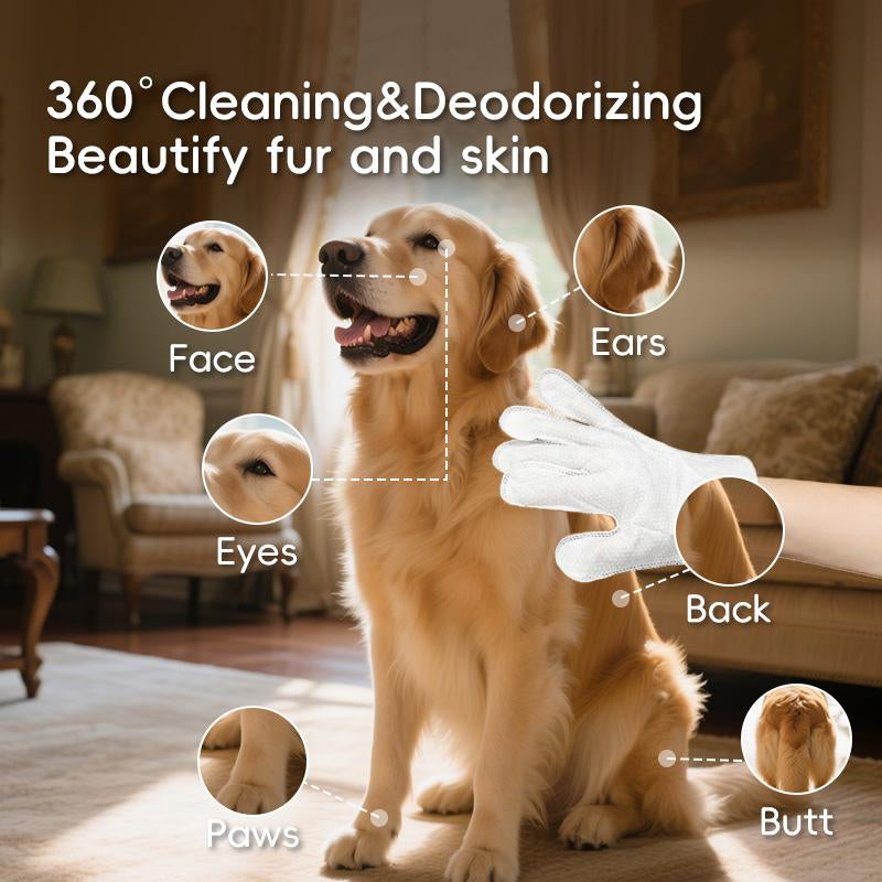 Natural Ingredients PRO Pet Grooming Wipes - Bathing & Deodorizing No-Rinse Solution for Dogs & Cats, Extra Thick Glove-Fit Design, Eco-Friendly, Alcohol-Free, Hypoallergenic, 20-Count Pack